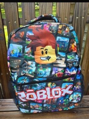 Roblox Kids Backpack in Black and Multicolor Character Print